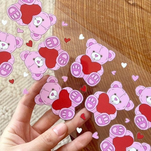 [ Double Sided ] 16oz Cup UV DTF Decal | Romantic Bear on Sale - Image 2
