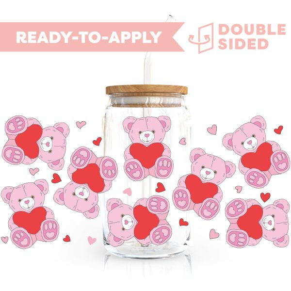 [ Double Sided ] 16oz Cup UV DTF Decal | Romantic Bear on Sale