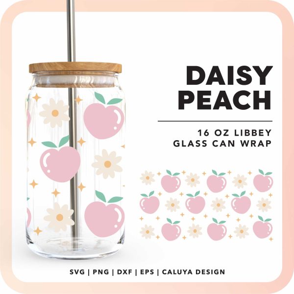 [ SVG Digital File] 16oz Libbey Can Cup Wrap | Floral Peach SVG For Cheap