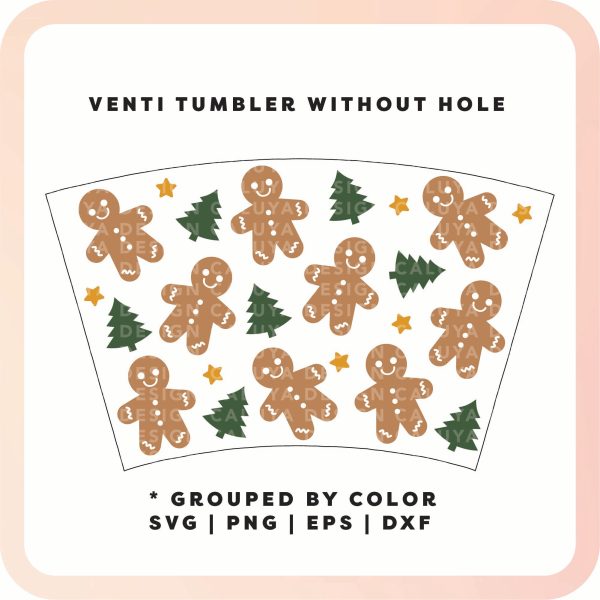 No Logo Venti Cup Wrap SVG | Gingerbread Man Wrap SVG Fashion - Image 2
