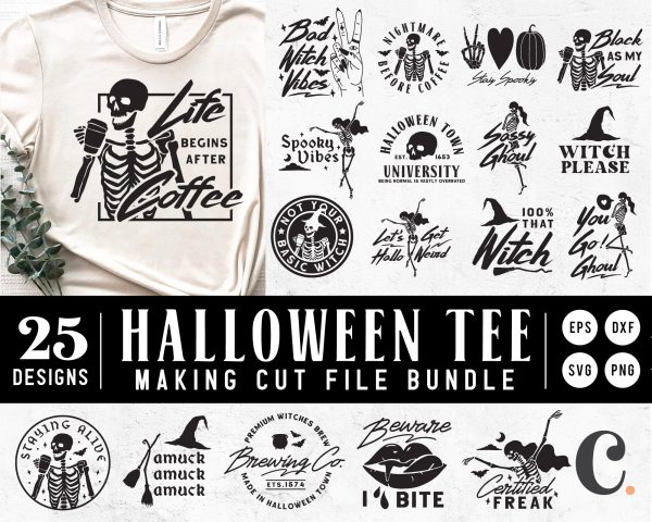 Halloween Tee Making SVG Bundle | 25 Pack Discount