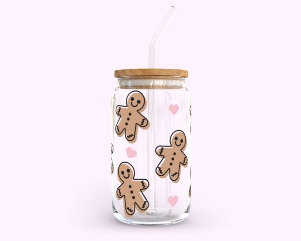 [ SVG Digital File] 16oz Libbey Can Cup Wrap | Heart Gingerbread Man SVG For Discount - Image 2