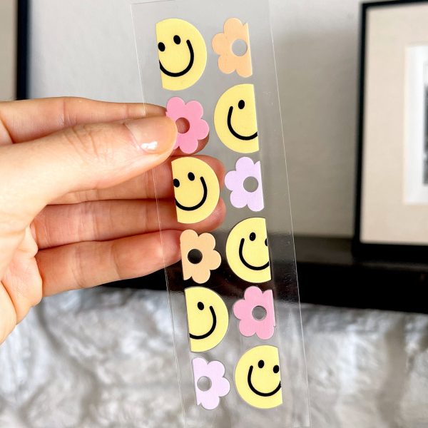 [Double Sided] Bookmark UV DTF Decal | Y2K Floral Smiley Sale - Image 2