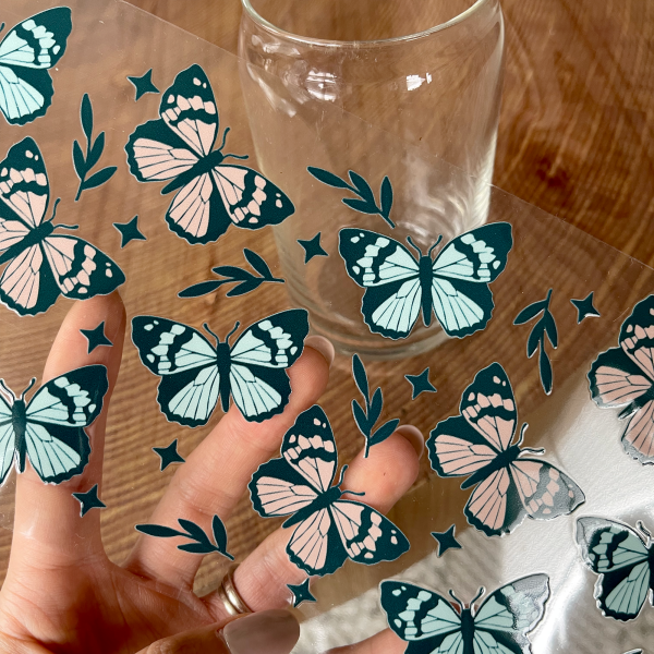 16oz Cup UV DTF Decal | Black Butterfly Discount - Image 2