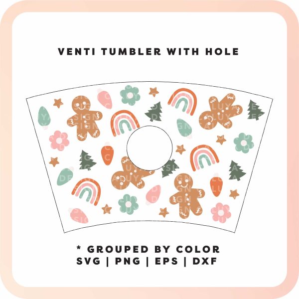 With Logo Venti Cup Wrap SVG | Cozy Rainbow Christmas SVG Fashion - Image 2
