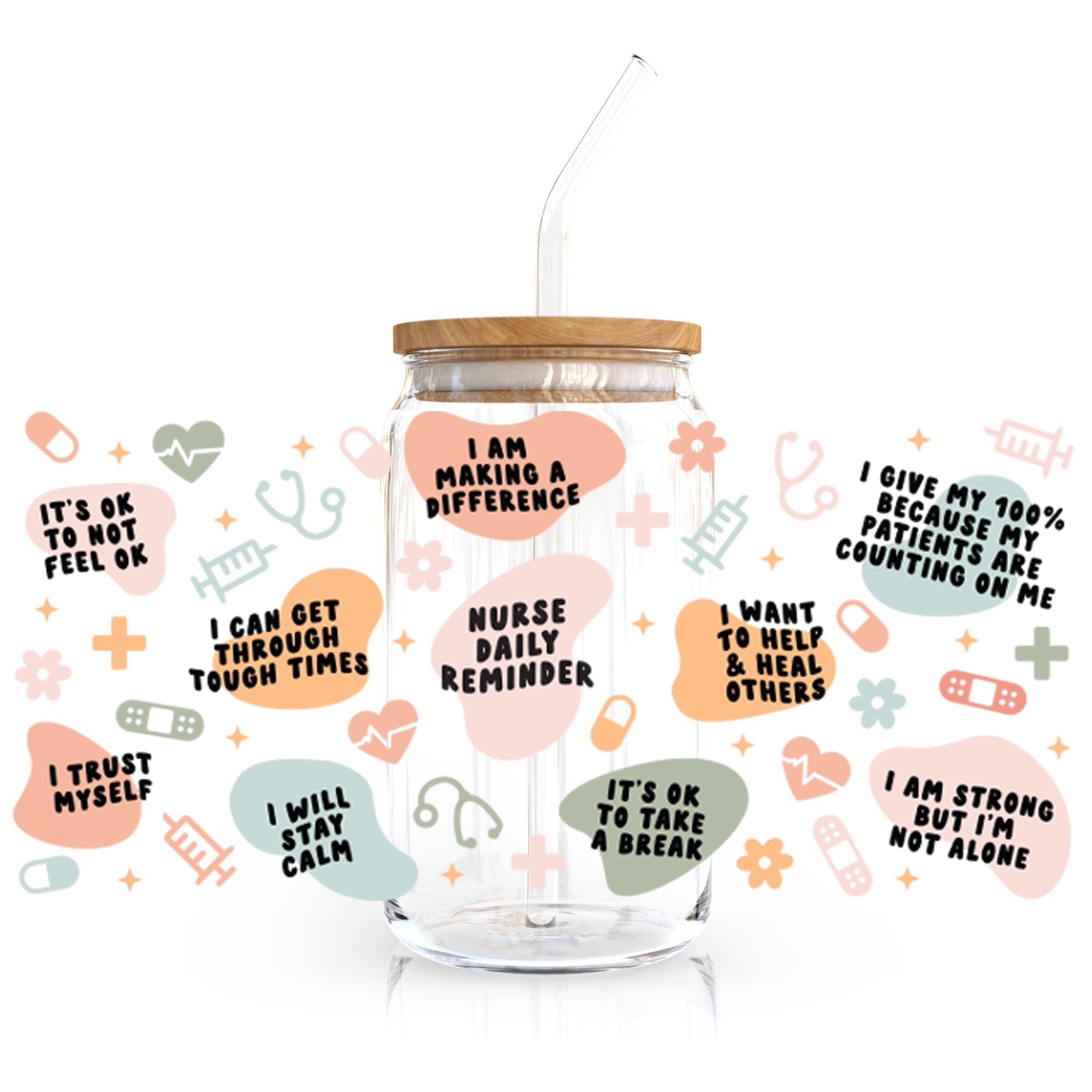 [ Double Sided ] 16oz Cup UV DTF Decal | Nurse Affirmation Fashion
