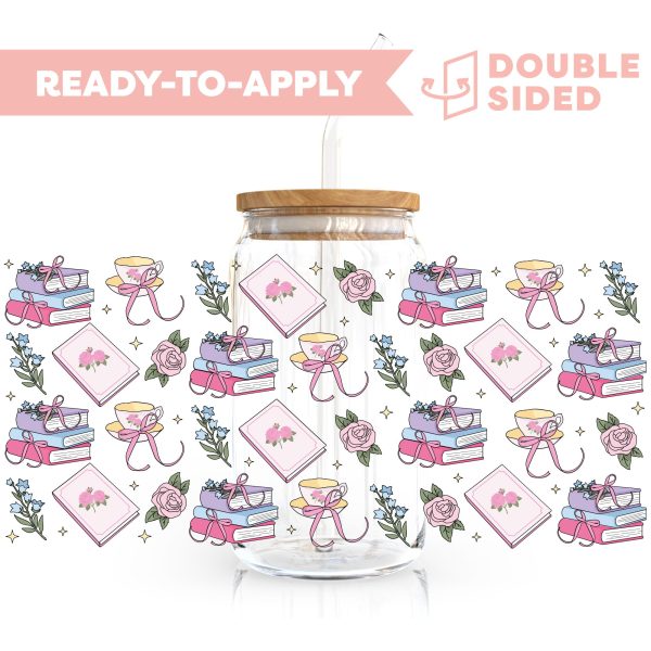 [ Double Sided ] 16oz Cup UV DTF Decal | Romantic Reading Time on Sale