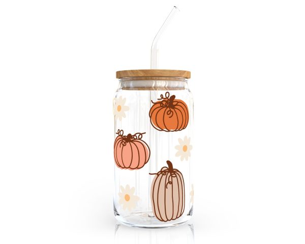 [ SVG Digital File] 16oz Libbey Can Cup Wrap | Daisy Pumpkin SVG Cheap - Image 2