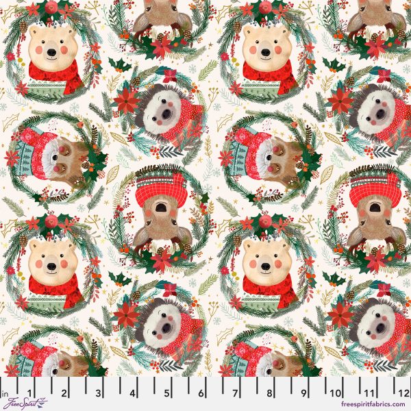 Christmas Squad - Fuzzy Friends in Ivory - Mia Charro - PWMC012.XIVORY - Half Yard For Discount
