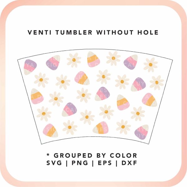 No Logo Venti Cup Wrap SVG | Candy Corn & Daisy Cup Wrap For Cheap - Image 2
