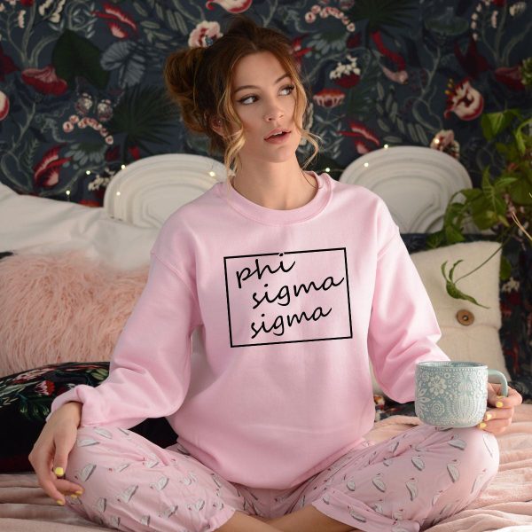 Phi Sigma Sigma Script Box Crewneck Sweatshirt Discount